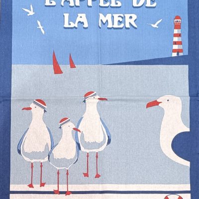 Nouveauté Torchon " l'APPEL DE LA MER  "  100 % coton    49 x 71