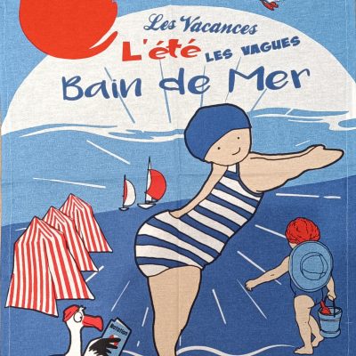 Nouveauté Torchon " BAIN DE MER  "  100 % coton    49 x 71